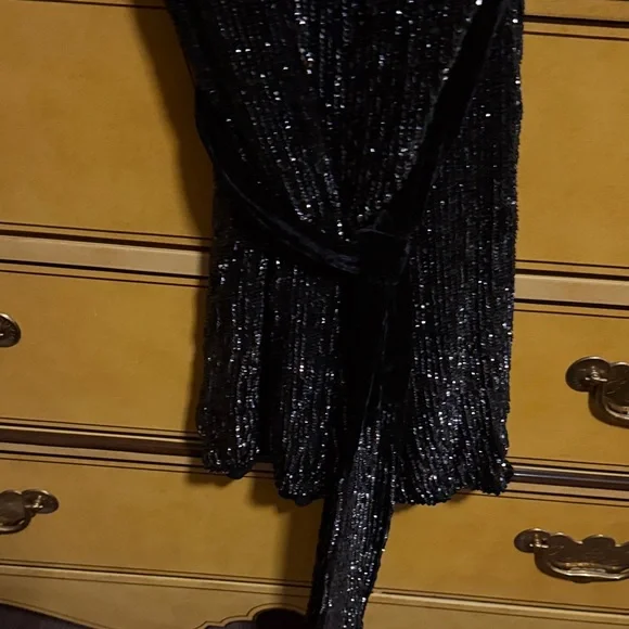 Retrofete Black Sparkle One Shoulder Dress - Picture 2 of 5